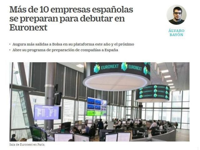 Recorte de prensa con foto de Euronext