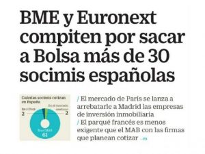 Lee más sobre el artículo «La Bolsa de París quiere disputar con BME la salida a Bolsa de 30 socimis»