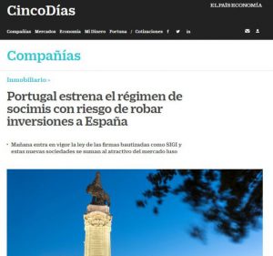 Lee más sobre el artículo «Portugal estrena el régimen de socimis con riesgo de robar inversiones a España»